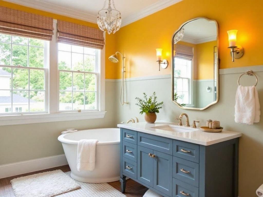 Brightly painted interior of a house in Welley, MA