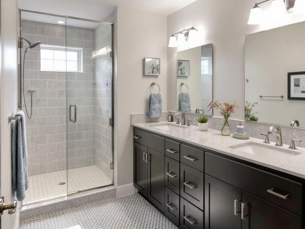Caption: Top-of-the-line Basement Contractors at Work in Norwood, MA: Experience the finest in contemporary modern design! Basement transformed into a modern, contemporary space by top-notch contractors near Norwood, MA.