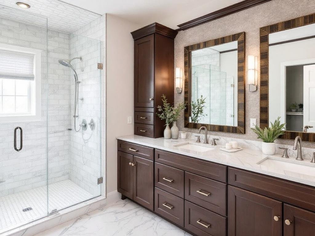 Caption: Experience the Excellence of Bathroom Remodeling with Burlington MA Contractors: Unfolding Modern, Contemporary Designs. A picture showcasing the modern and contemporary design of excellence in bathroom remodeling by Burlington MA contractors.