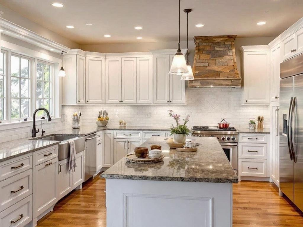 Alt Text: Photo of a stunning and modern kitchen remodeled by highly skilled contractors near Welley, MA