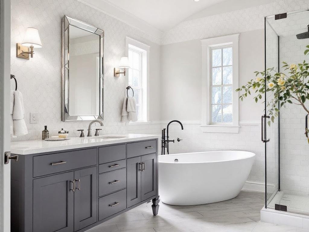Caption: Exemplifying elegance and comfort with our ultimate guide to modern, contemporary Bathroom Contractors in Norwood, MA. Picture depicting a modern and contemporary designed bathroom referred as the ultimate guide to bathroom contractors near Norwood, MA.