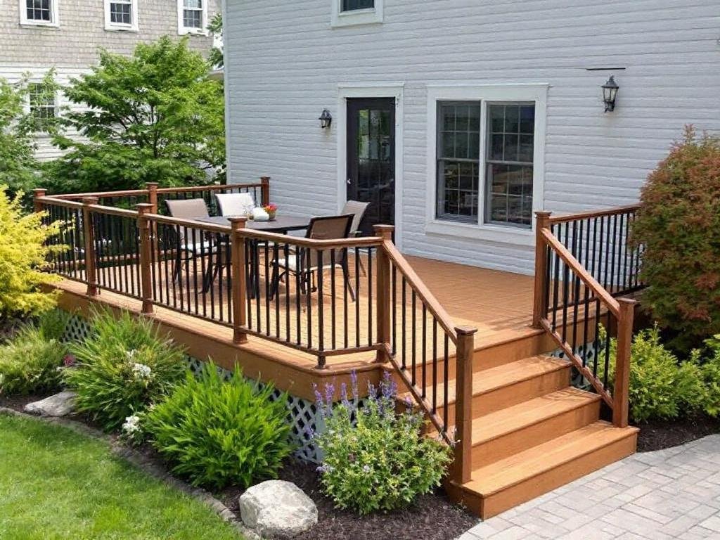 Premium Deck Builders Transforming Outdoor Spaces in Needham, MA Expert deck builders installing a modern, contemporary outdoor deck in Needham, MA.