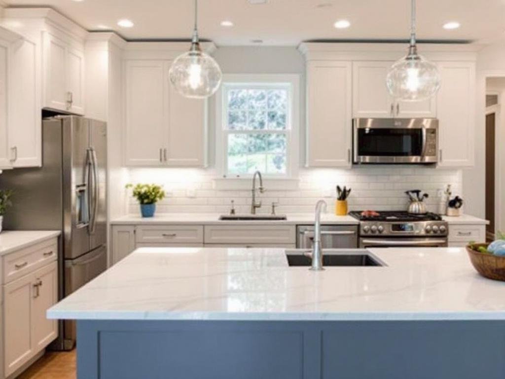 Alt Text: A highly skilled kitchen remodel contractor near Sharon, MA presenting a modern and contemporary design for a new kitchen.