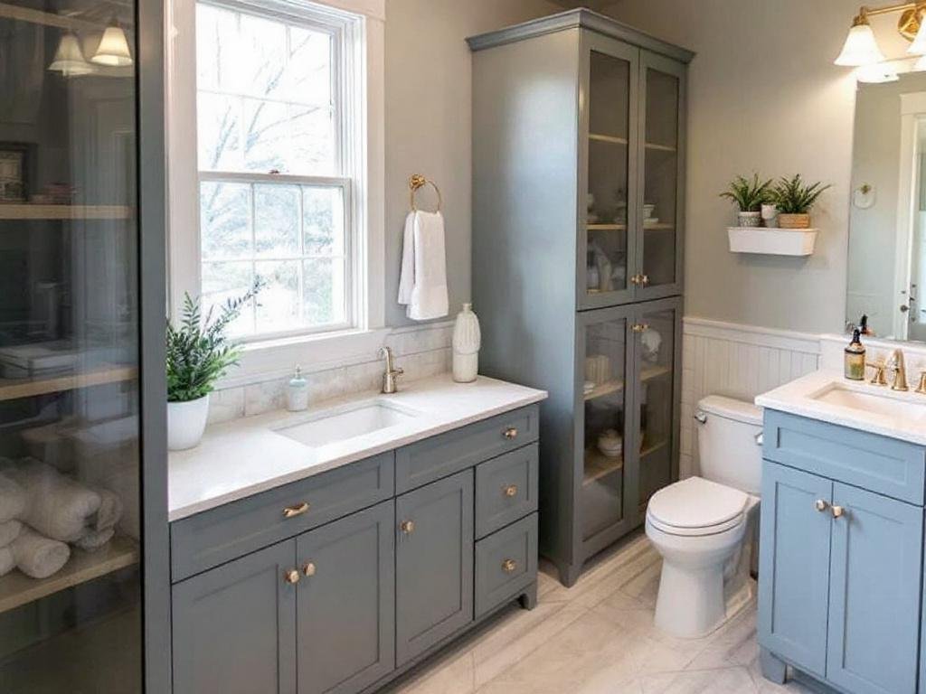 Contractors in Sharon MA working on the modern, contemporary design of a new bathroom remodel.