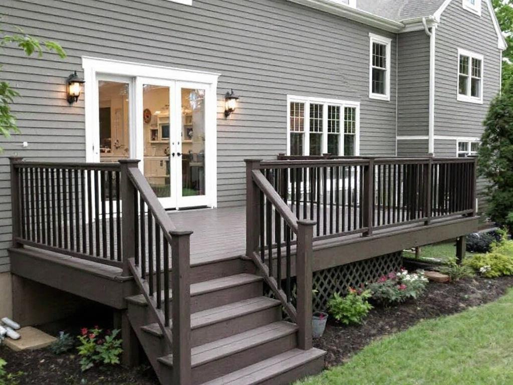 An elegant, contemporary deck installed near Woburn, MA, transforming outdoor living experience.