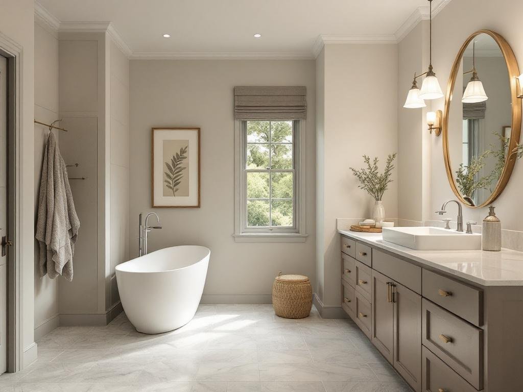 An image depicting the stunning transformation of interiors through the skillful hands of professional painting contractors, incorporating contemporary and modern design elements.