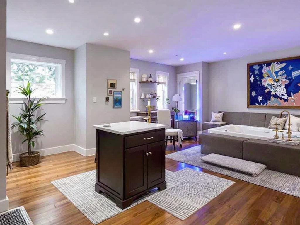 Magical Transformation: Basement Remodeling near Medfield Redefining Living Spaces. Alt Text: Look inside a beautifully remodeled basement in Medfield that exudes magic and elegance.