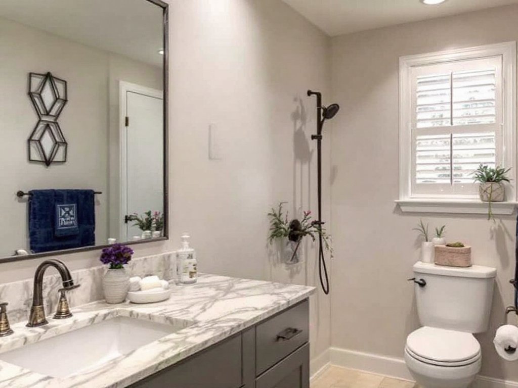 Freshly renovated bathroom design by a top-rated contractor near Weymouth, MA with contemporary aesthetics.