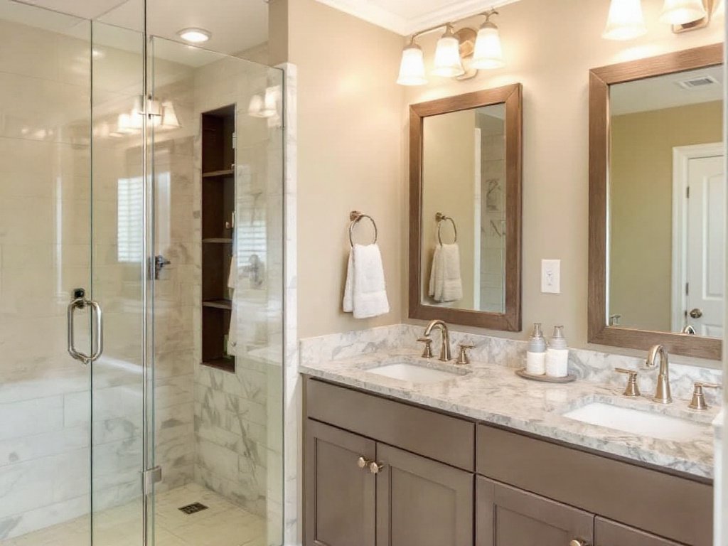 Modern, contemporary design of a bathroom recently remodeled by a top-rated home contractor in Norwood, MA.