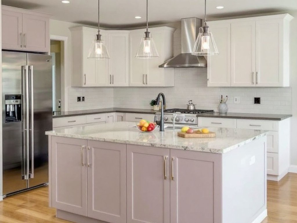 Comprehensive web image depicting task of finding the best kitchen remodel contractors near Concord, MA, showcasing a modern and contemporary design.