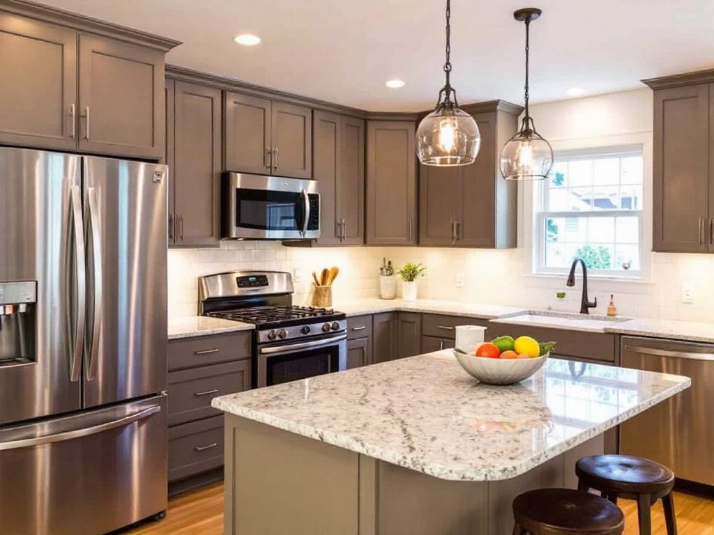 Caption: Experience modern elegance with this recently remodeled contemporary kitchen in Norwood, MA. Contemporary kitchen renovation completed by top-notch remodelers in Norwood, MA.