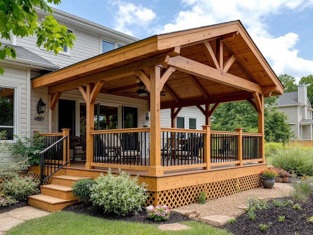 The Transformation Tale: From Vision to Completion of a Deck Porch. Image showcasing the transformation process of a deck porch construction project.