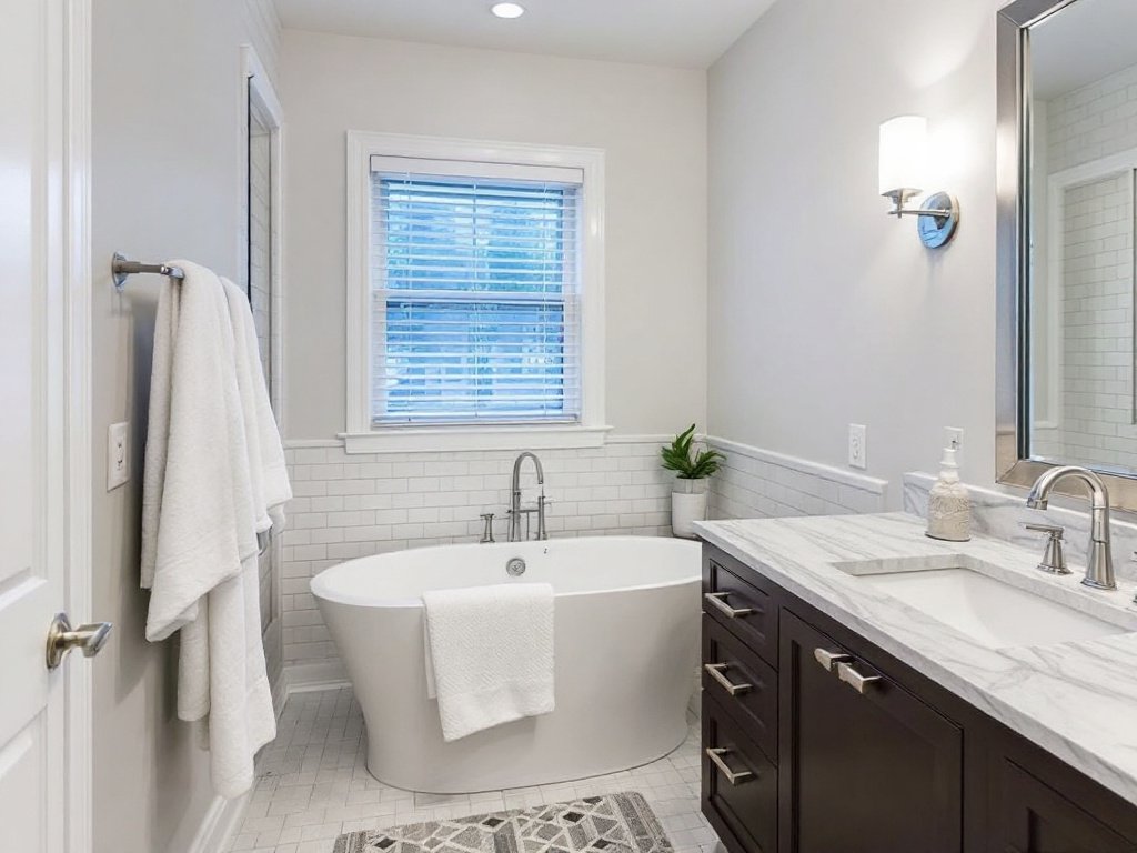 Men at work in a bathroom renovation project in Lincoln, MA.