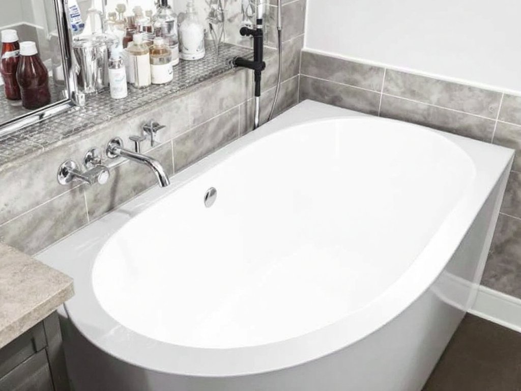 A professional finishing to a bathtub installation in Brookline, MA.