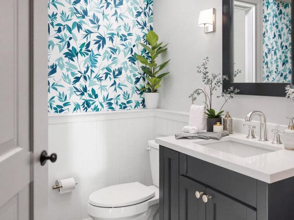 Caption: Welcome to the epitome of modernity- a half bath remodel in Boston showcasing contemporary design elements maximizing space brilliantly. Alt Text: Contemporary-designed half bath remodeling, maximizing space by using modern fixtures and designs in a Boston home.