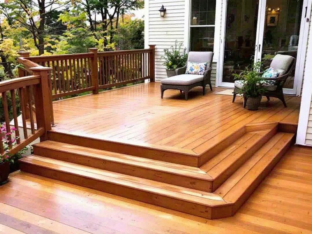 Caption: Uplift your home aesthetic with our professional deck installation services in Dedham, MA. Alt Text: Professional deck installation service in Dedham, MA providing transformation for your outdoor living space.
