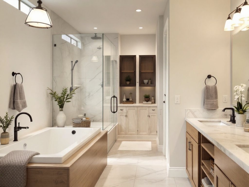 Breathe New Life into Your Home: Bathroom Remodeling Focus. A modern bathroom transformation illustrating a successful home remodel.