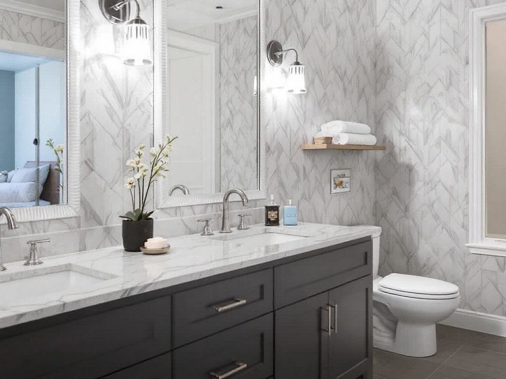 The Ultimate Bathroom Transformation: A Journey from Basic to Oasis. Artistic approach to home remodeling showing a beautifully transformed bathroom.