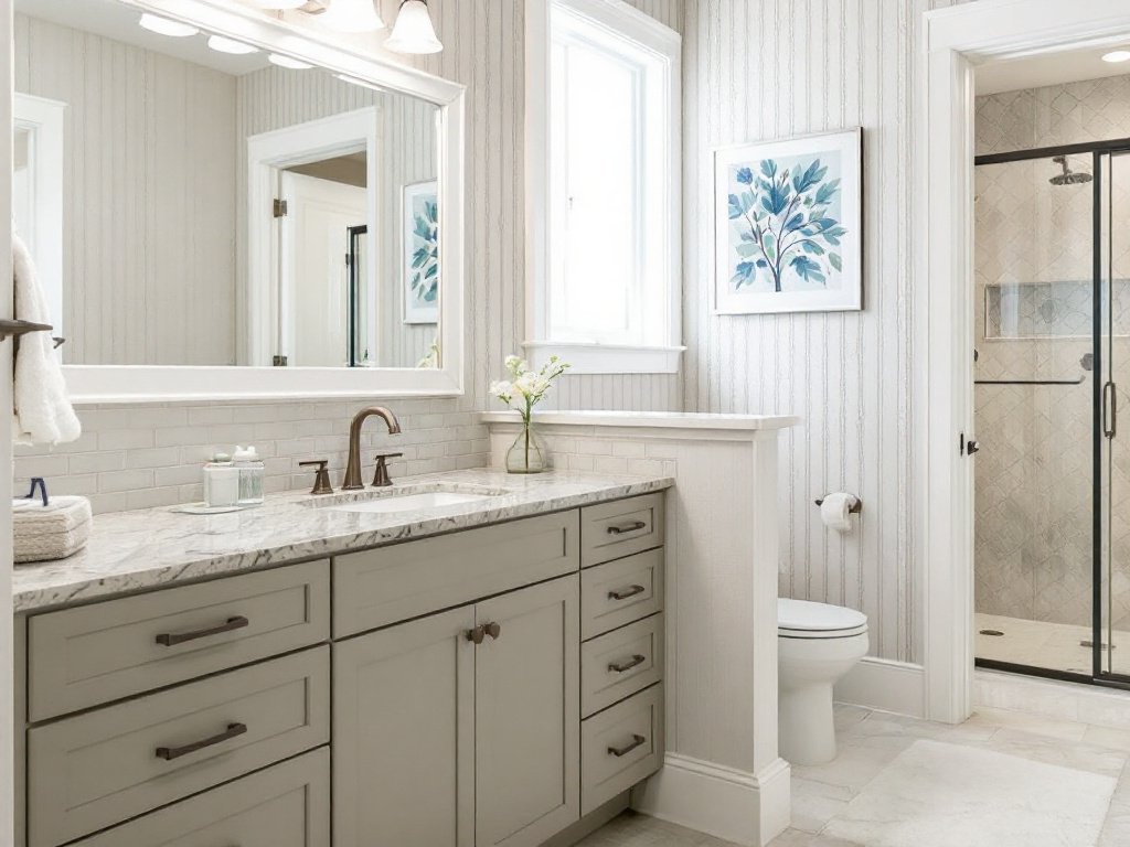 Unveiling Awe-Inspiring Bathroom Makeovers by Stoughton, MA's Leading Remodeling Contractors. Modern bathroom with contemporary design after remodeling by contractors near Stoughton, MA.