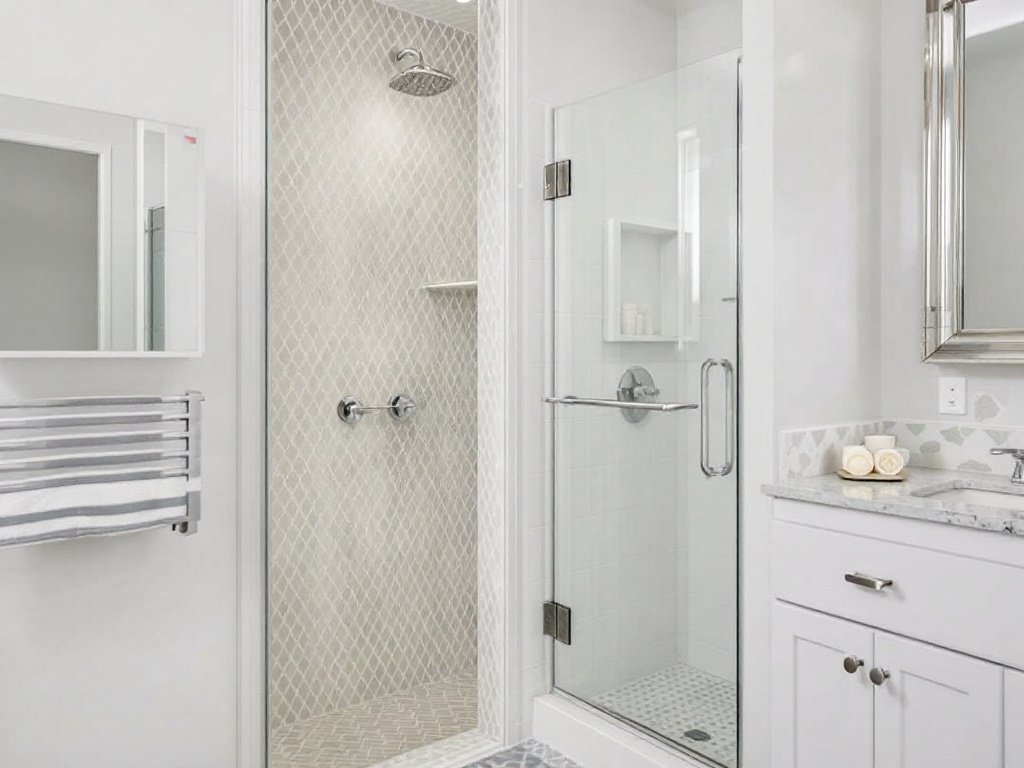 Expert installing a sleek shower door.