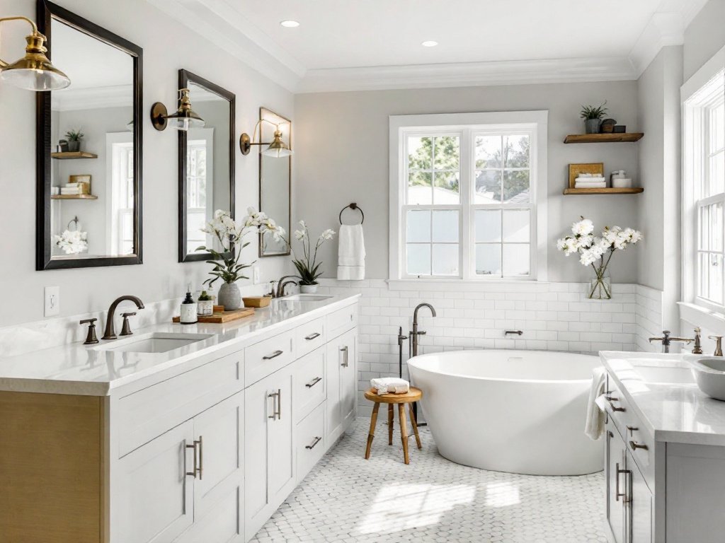Caption: Experience the transformation of your dream bathroom through our service, pioneers in innovation & design. Modern and contemporary designed bathroom renovated by General contractors near Milton, MA.
