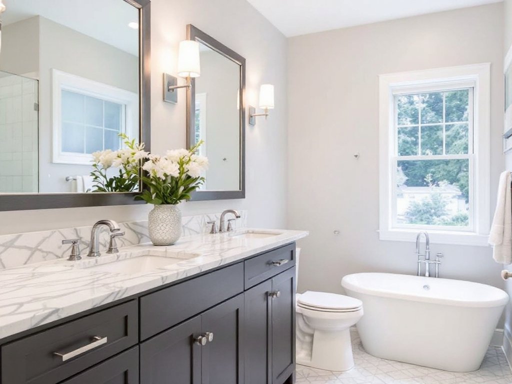 Westwood's premier bathroom contractor showcasing a modern, contemporary bathroom design.