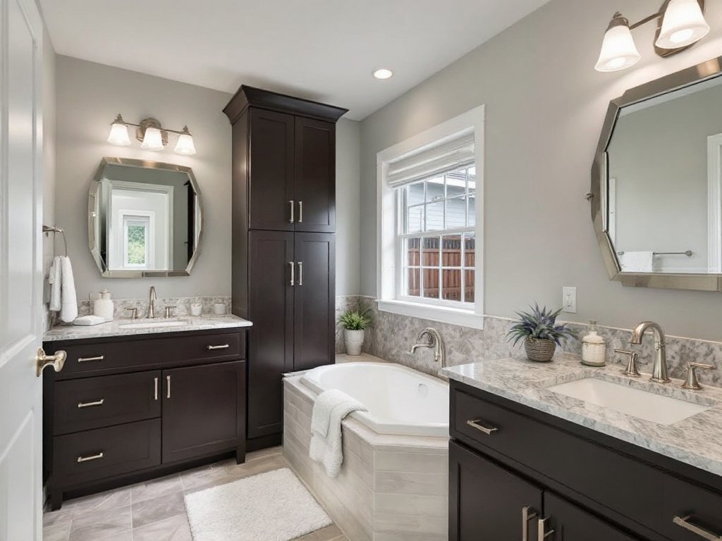 Expert remodelers modernizing a bathroom in a contemporary design near Braintree, MA.