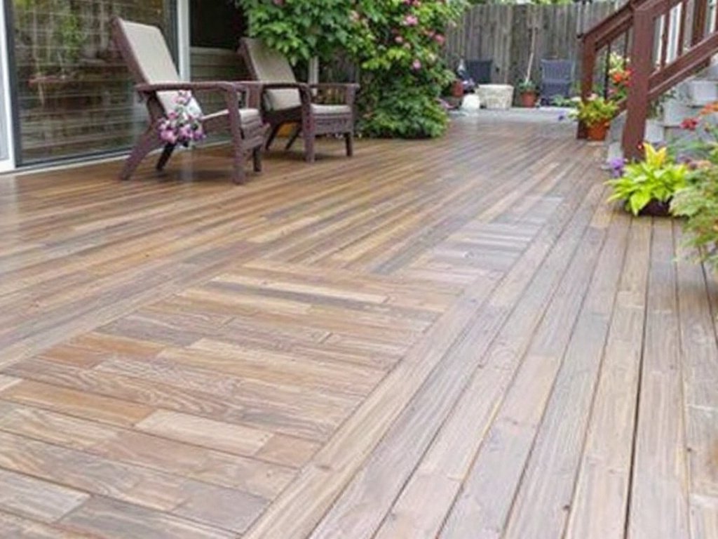 Professional team installing a picturesque deck in an outdoor living space near Winchester, MA.