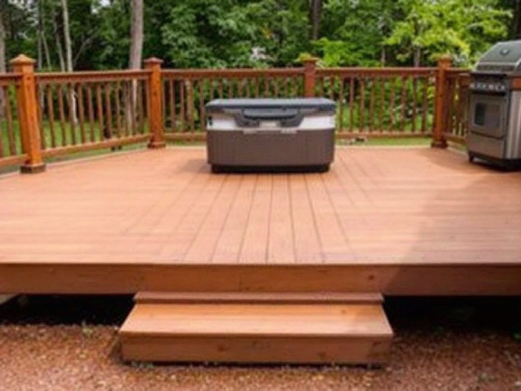 Modern Outdoor Deck Installation: Ultimate Transformation Near Burlington, MA. Newly installed modern, contemporary outdoor deck in Burlington, MA.