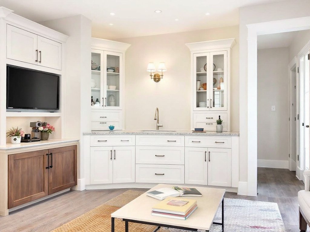 Alt Text:'Experts using modern and contemporary design to remodel a basement around Lexington, MA'