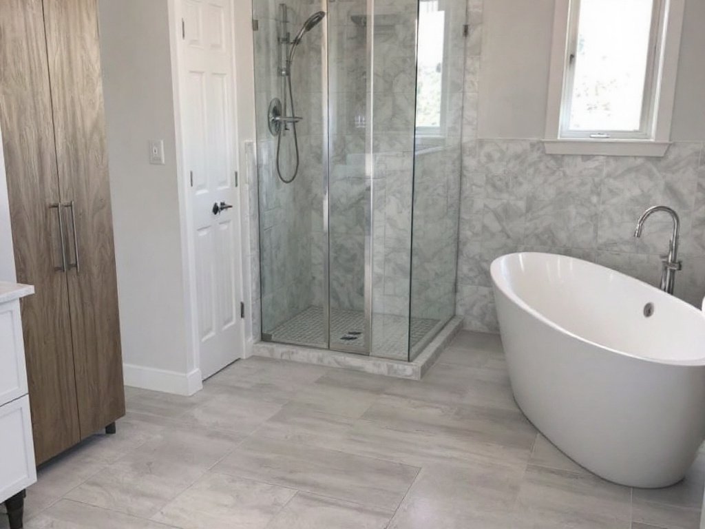 Caption: Bringing New Elegance to your Interior Space with Top-Notch Tile Flooring Installers in Burlington, MA. Skilled tile installers using modern methods for a new contemporary design in Burlington, MA.