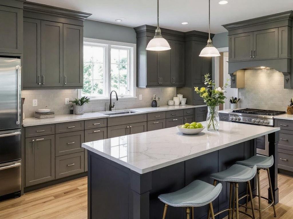 Caption: Ensure your kitchen is as stylish as you are. Experience the perfection of modern, contemporary design with the best kitchen remodelers near Weymouth, MA. Expert kitchen remodelers near Weymouth, MA, showcasing a trippy new modern, contemporary kitchen design.