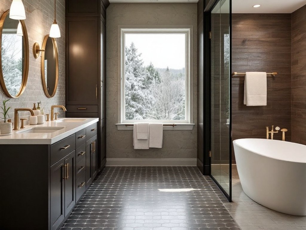 Before and after image of a modern bathroom with contemporary design elements as part of a dream house renovation.