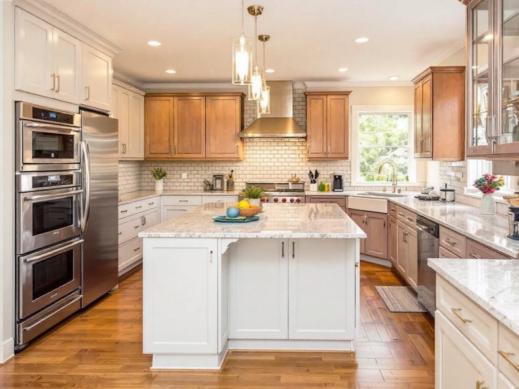 Caption: Unveiling the ultimate in modern kitchen design! Courtesy of premier Kitchen Renovation Contractors in Milton, MA. A contemporary designed kitchen featuring modern appliances and new renovations done by contractors near Milton, MA.