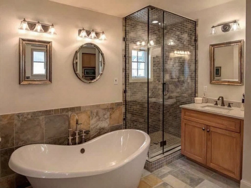 Caption: Experience the magic of transformation - Expert Basement Renovations in Winchester, MA. A contemporary-styled basement renovated by expert contractors near Winchester, MA.