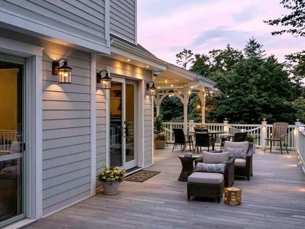 A Guide to Contemporary Deck Installation in Concord, MA. A modern, sleek deck installation in Concord, MA showcasing contemporary design elements.