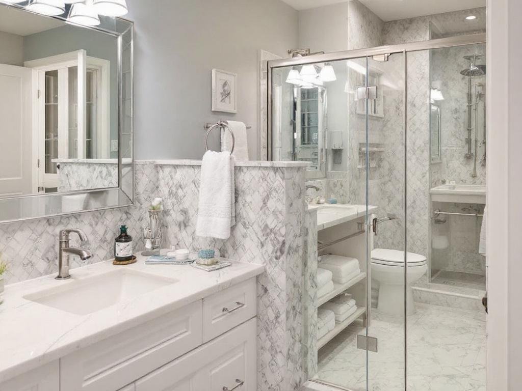 New modern contemporary bathroom design achieved through renovation excellence in Needham, MA.