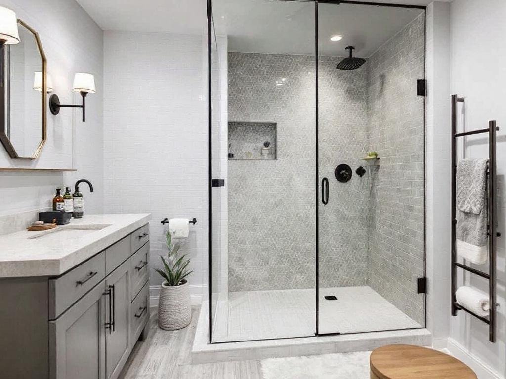 Expert basement remodelers near Needham MA crafting a modern, contemporary designed space.
