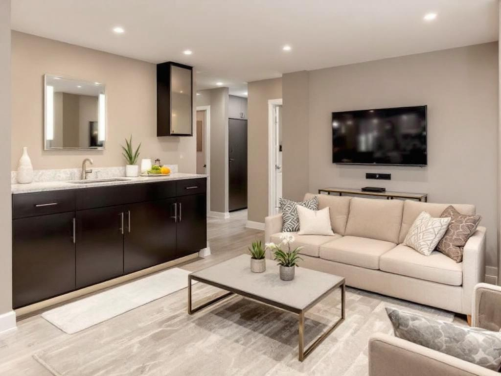 Expert Contractor Services: Revitalizing Your Basement Space. An expert basement renovation carried out by professional contractors.