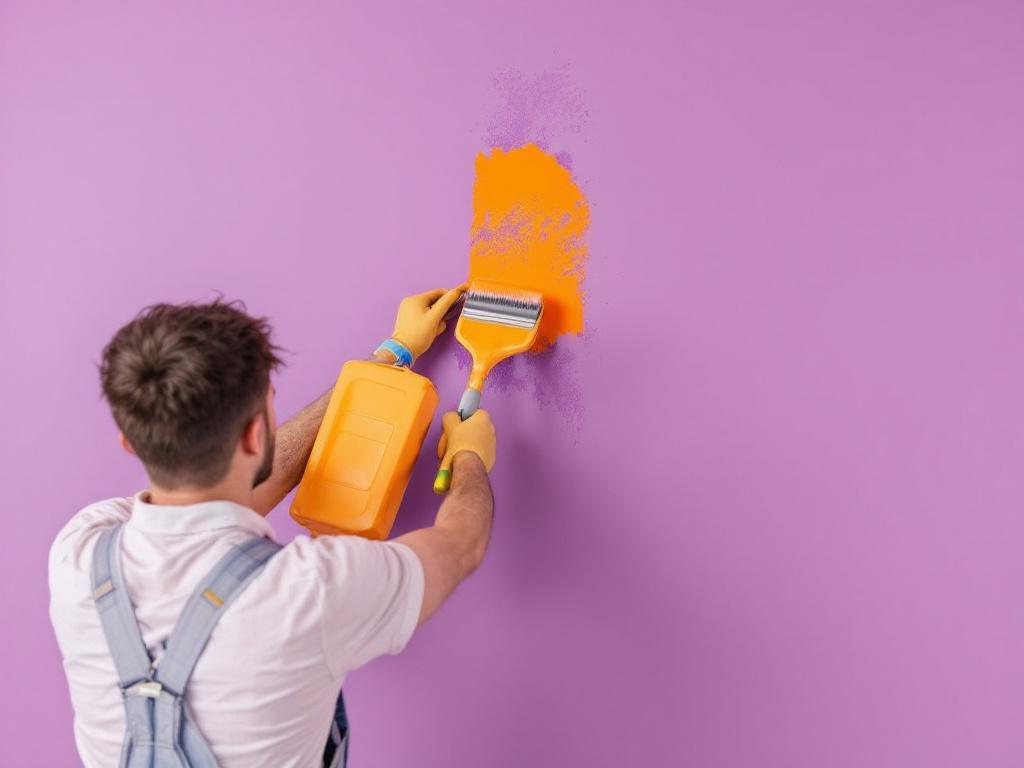 House painters applying vibrant colored paint to a home exterior.