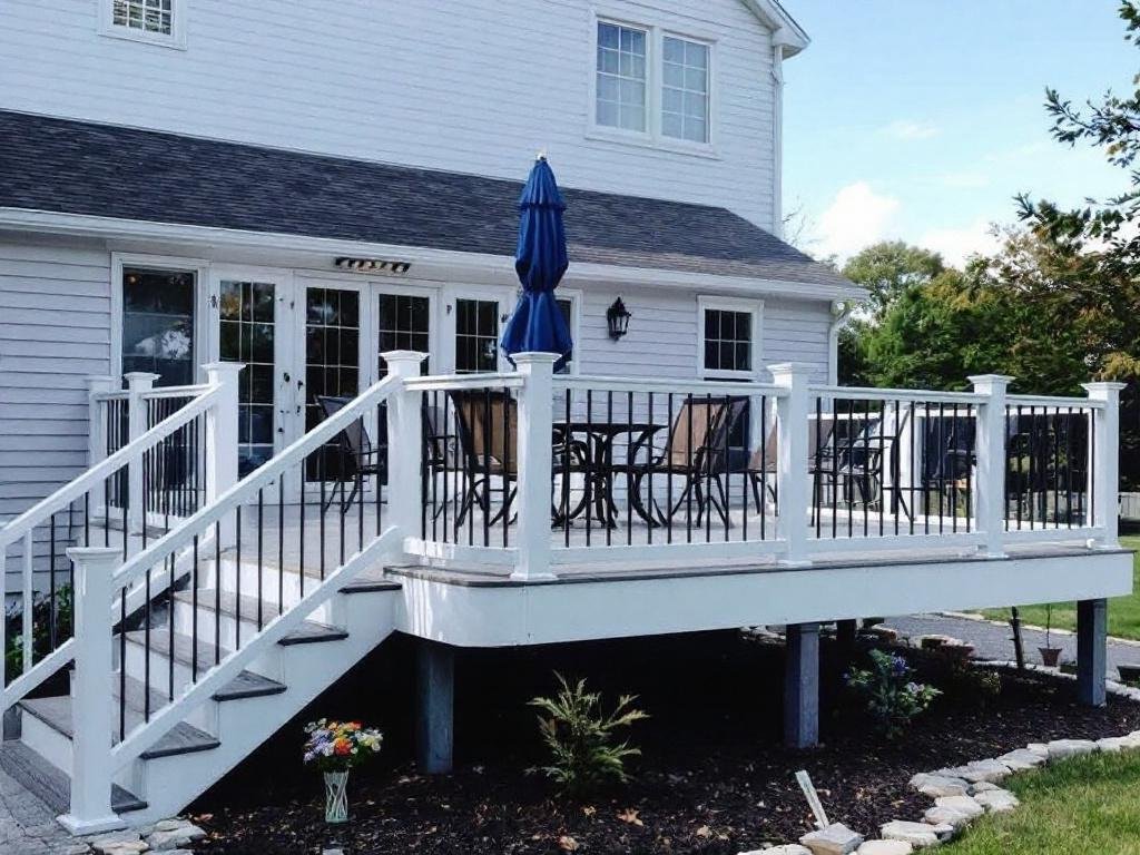 'Top-Rated Deck Construction Contractors exhibiting trending designs in Weston, MA' 'Visual representation of prominent deck construction contractors in Weston, MA, showcasing modern, contemporary design'