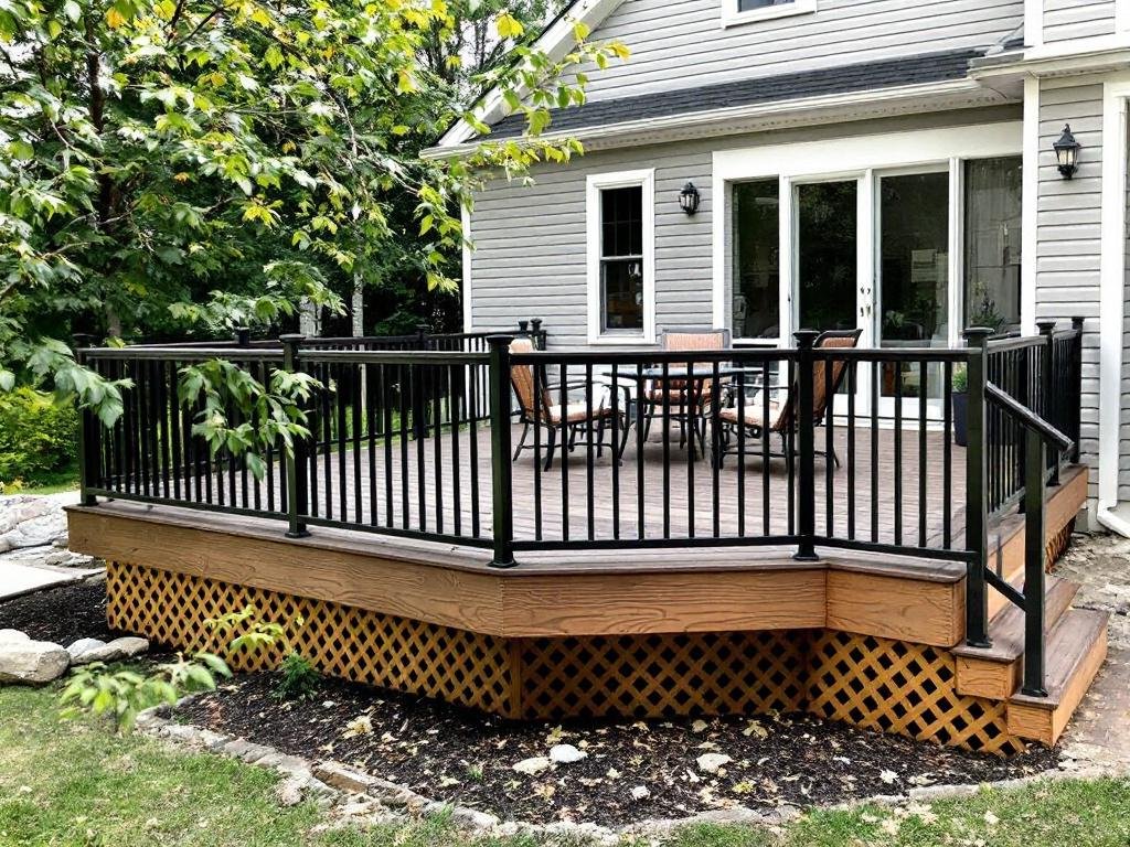 Quality Deck Installation- Modern Designs in Medfield, MA Modern deck installation in a newly constructed home near Medfield, MA.