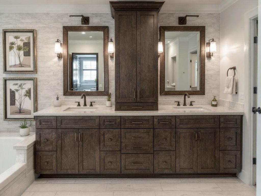 Your Local Destination for Contemporary Bathroom Remodeling Solutions A trendy, modern design of various bathroom fixtures and remodel designs available at a local store.