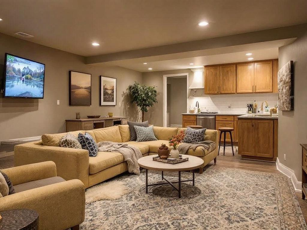 A newly remodeled basement highlighting the enchanting transformation possible with local renovation services.