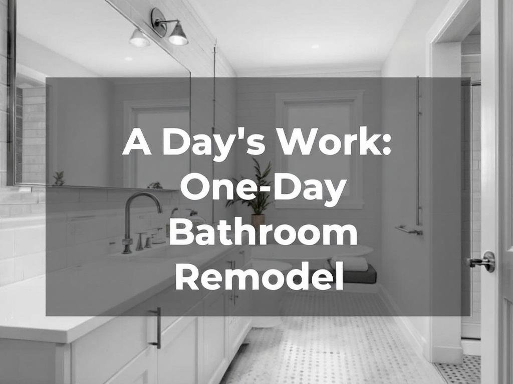 Caption: Experience the magic of a one-day transformation! A complete bathroom remodel with a modern, contemporary edge. The perfect home enhancement. A thoroughly modern bathroom remodel featuring contemporary design elements, completed in a single day of work.