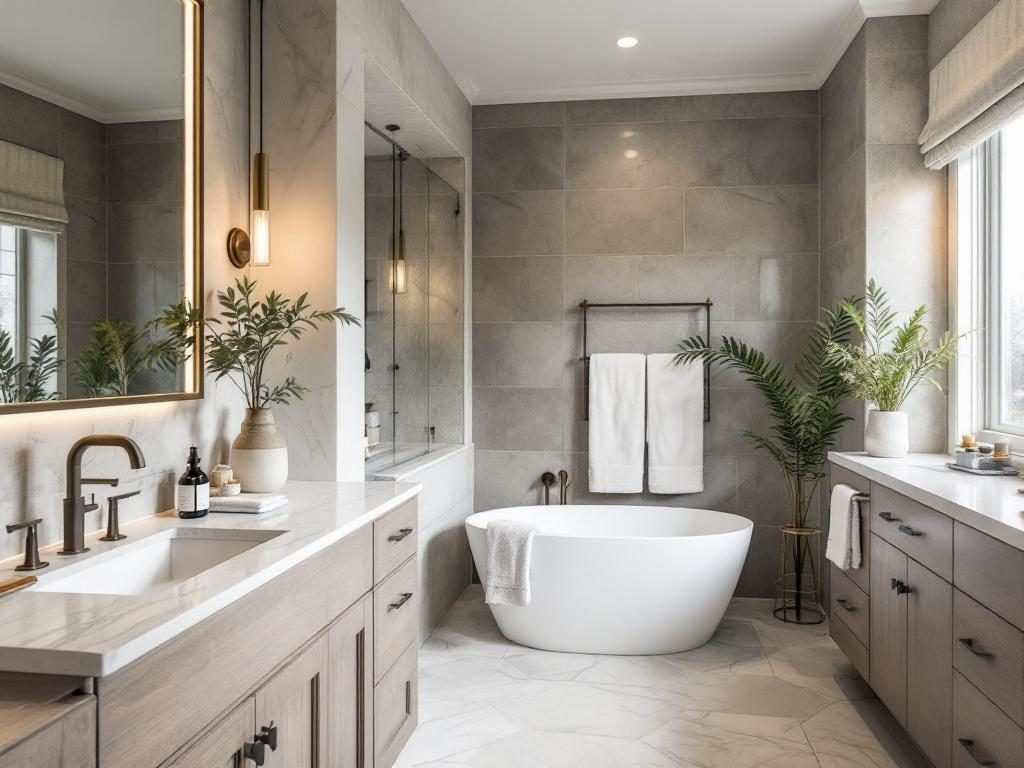 An image of a modernly redesigned bathroom reflecting the premium quality renovations provided by our services.