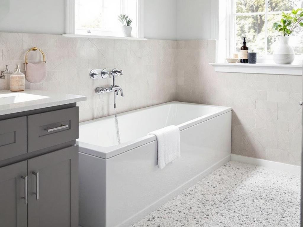 Alternate Text: Skilled professional installing a brand new bathtub in a Brookline, Massachusetts home following an essential guide.