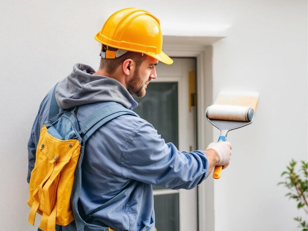 A person painting the exterior of a house to rejuvenate it.