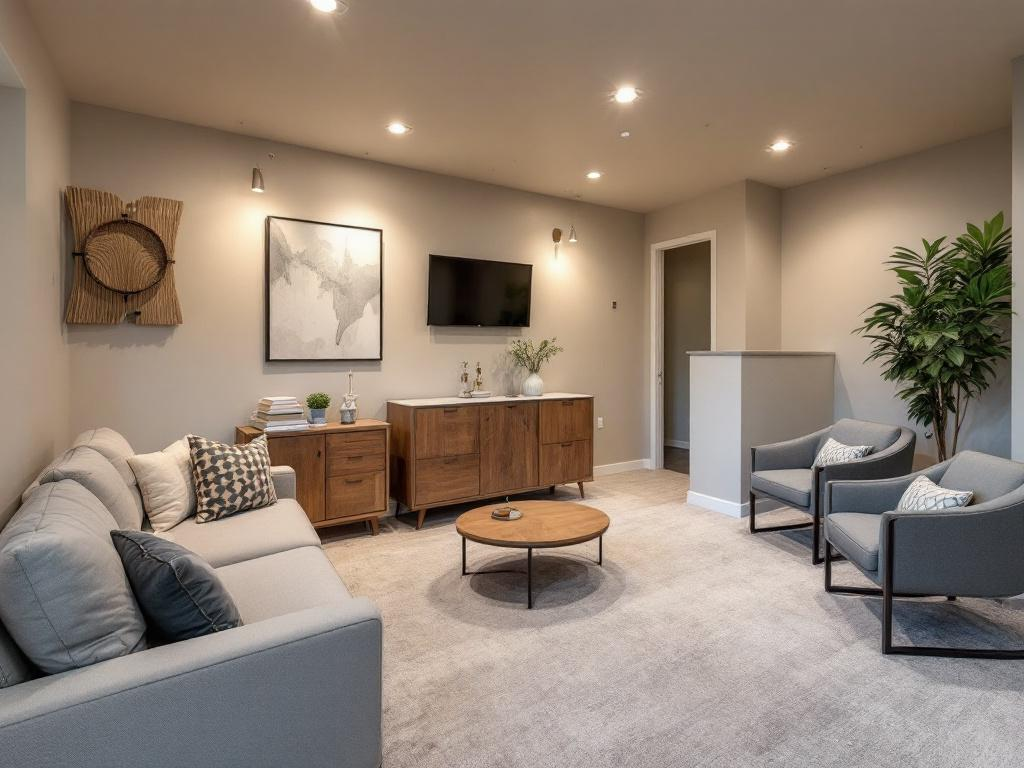 Modern design concept for stellar basement renovations to completely reinvent your living space.