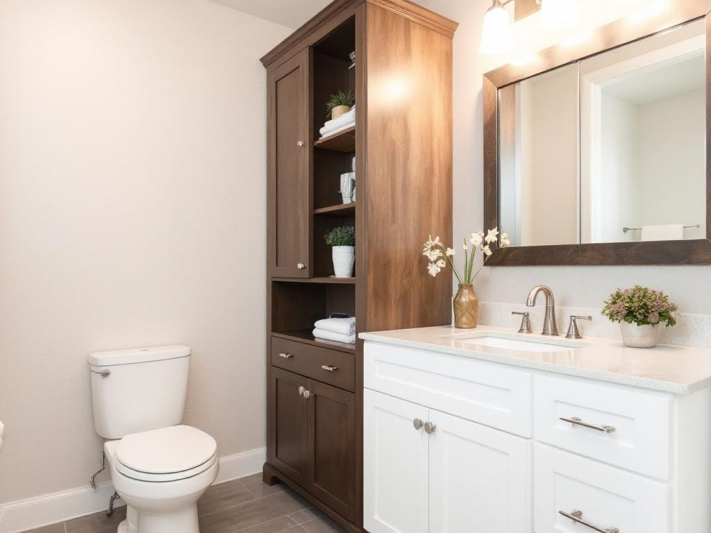 Remarkable Renovation: Modern Designs Transcending Small Bathroom Spaces Pictorial representation of a renovated petite bathroom exuding a contemporary design narrative.